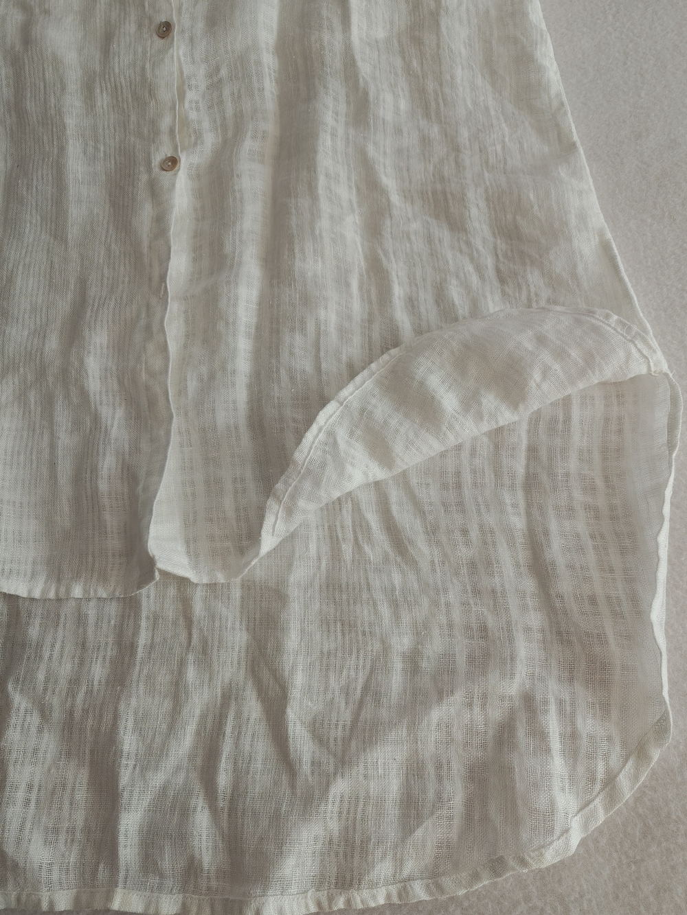 Eileen Fisher Lightweight Textured Linen Top — Natural Cream - Picture 6 of 9